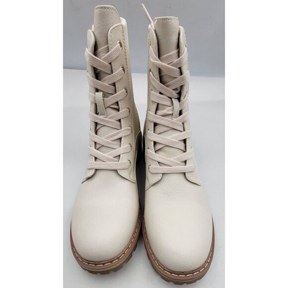 Boutique By Corkys Boots Creep it Real Cream Lace-Up Boots Size Womens 8 New - Picture 2 of 12